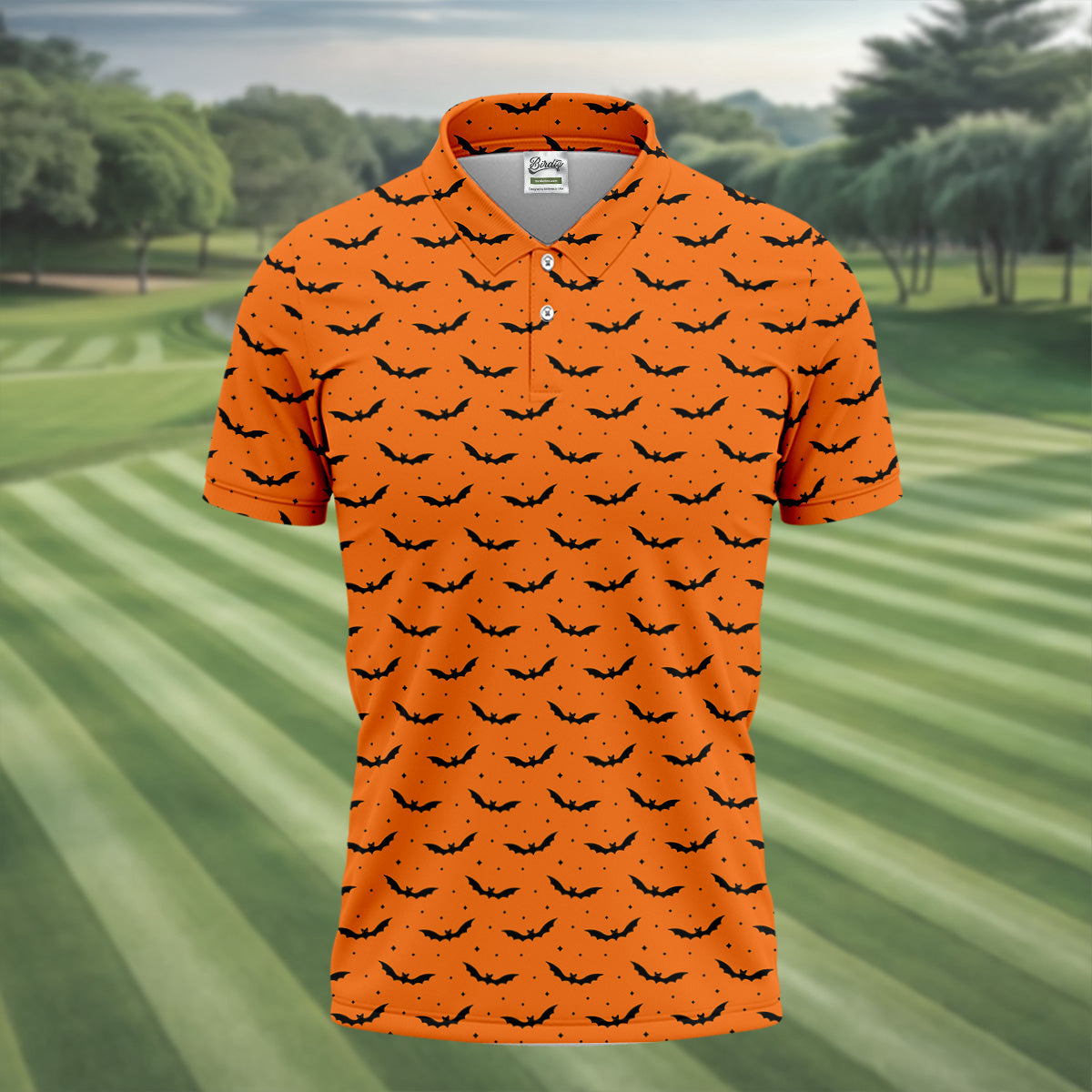 Spooky Bats Orange Halloween Golf Shirt, Polo ShirtFor Men, Golf Gift For Men, Golfing Apparel