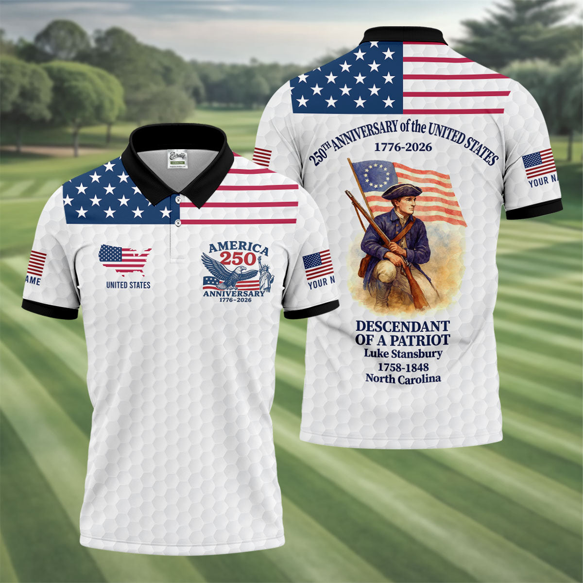 Descendant Of A Patriot Golf Tops For Men, America 250th Anniversary Golf Shirt, Polo Shirt Men
