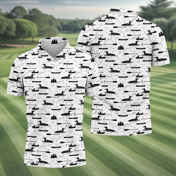 Loon Lake Aquatic Birds Hawaiian Golf Shirt, Men's Golf Shirt, Polo Shirts For Men