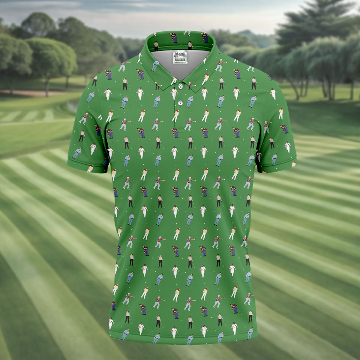 Sports Comedy Characters Golf Pose Green Golf Shirt, Golf Shirts For Men, Polo ShirtFor Men