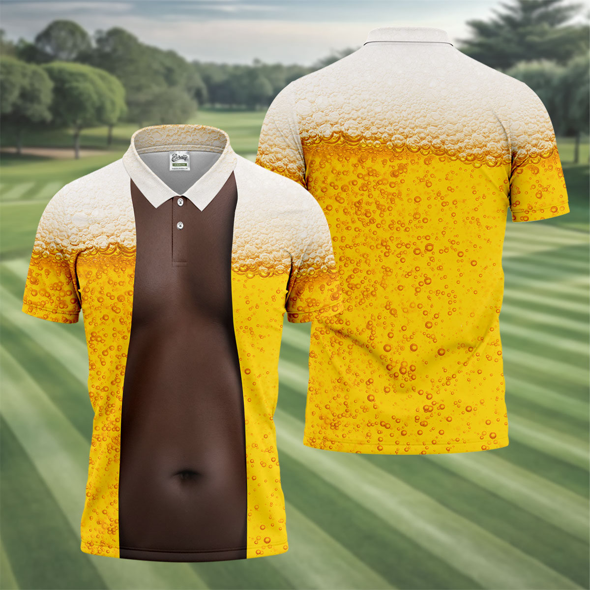 Beer Pint Illusion Pattern Hawaiian Golf Shirt, Golf Shirts For Men, Polo Shirts For Men
