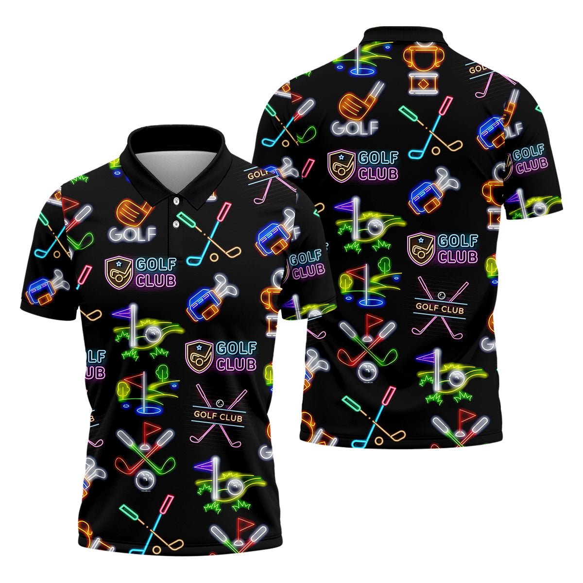 Neon Golf Clubs Men's Golf Polo ShirtFunny Golf Shirt, Dad Golf Gift, Christmas Golf Gift