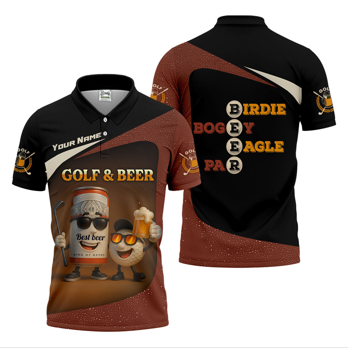 Golf And Beer Custom Men's Polo Shirt Dad Golf Gift, Golfing Apparel, Gifts For Beer Lovers
