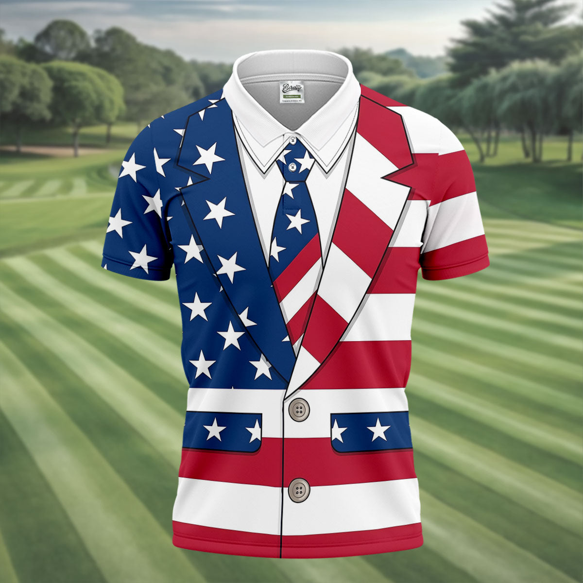 US Flag Tuxedo Costume Patriotic 4th Of July Golf Shirt, 250 Years Polo Shirtor Men