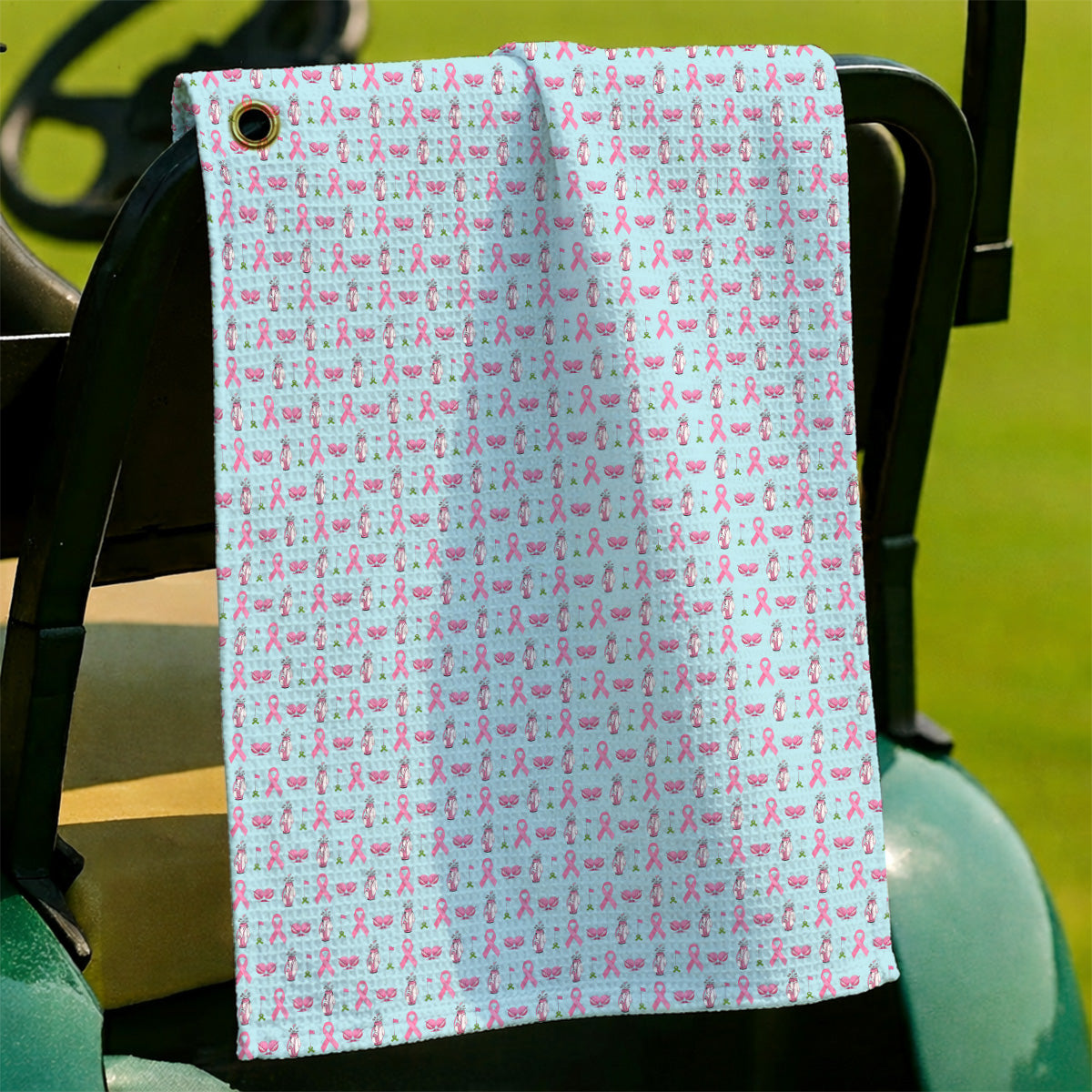 Breast Cancer Pattern Golf Towels, Pink Ribbon Golf Towel for Golf Lovers, Support Breast Cancer Awareness Gift