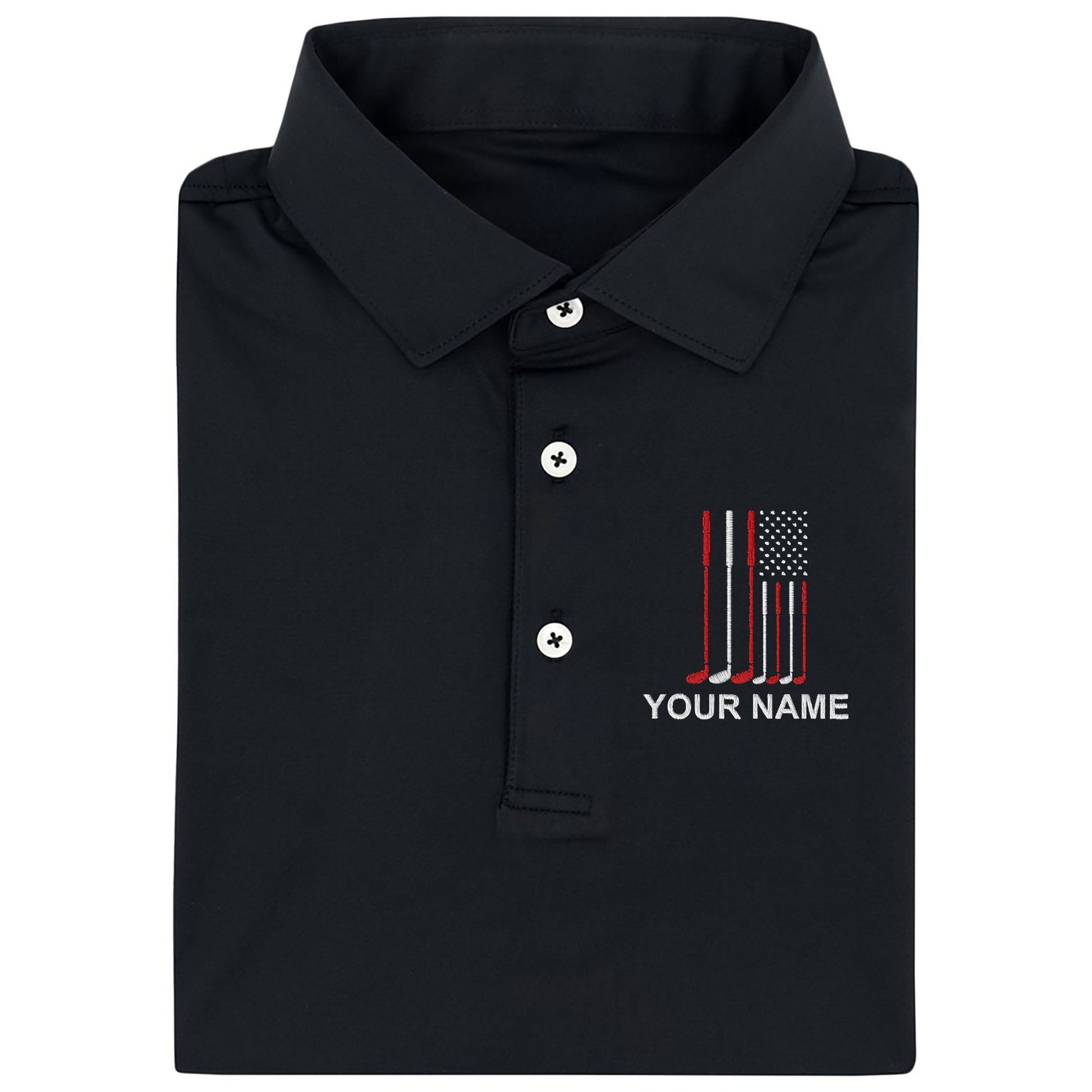 American Flag Custom Embroidered Golf Polo Shirtad Golf Gift