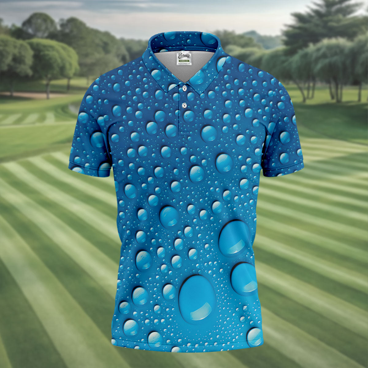 Rain Drops Blue Golf Shirt, Golf Tops For Men, Golf Shirts For Men, Polo Shirt Men