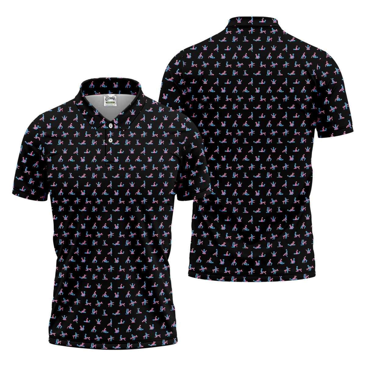 Funny Stick Figure Men's Golf Polo ShirtFunny Position Golf Polo, Fun Men Golf Shirts, Golf Gift For Him