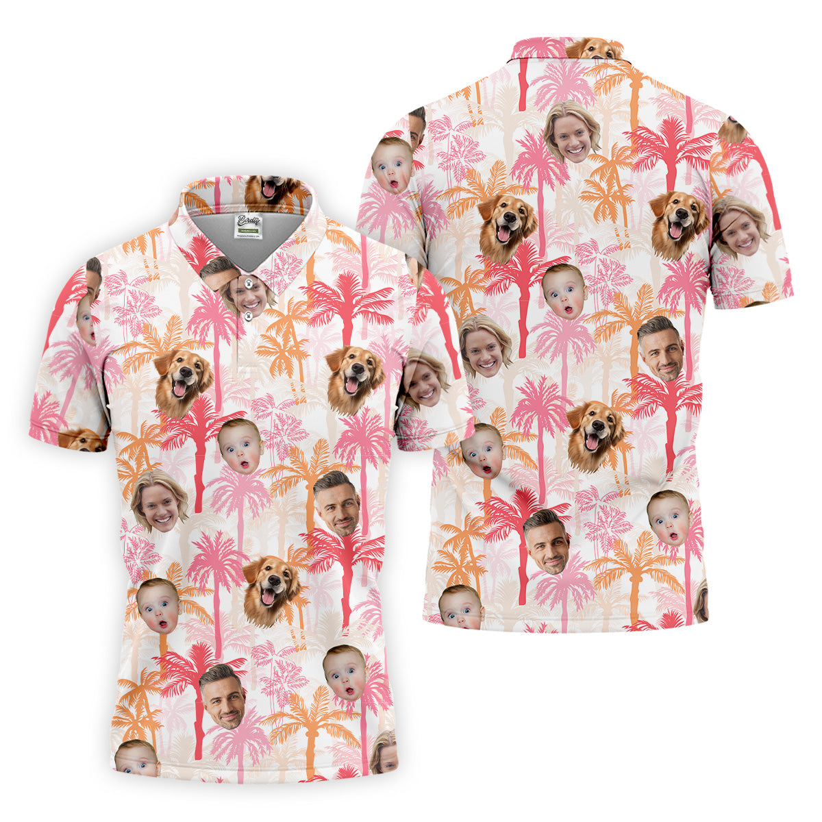 Seamless Pattern, Men Palm Tree Shirt, Pink Golf Shirt, Hawaiian Shirts With Faces, Great Golf Gifts For Guys