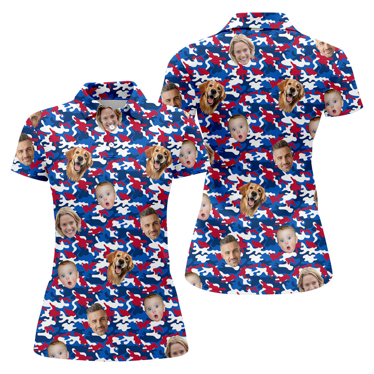 Personalized Dog Shirts, Golf Tops For Women, Custom Face Shirt, Family Portrait Golf Shirt, Patriotic Golf Polos, Long Sleeve Golf Shirts