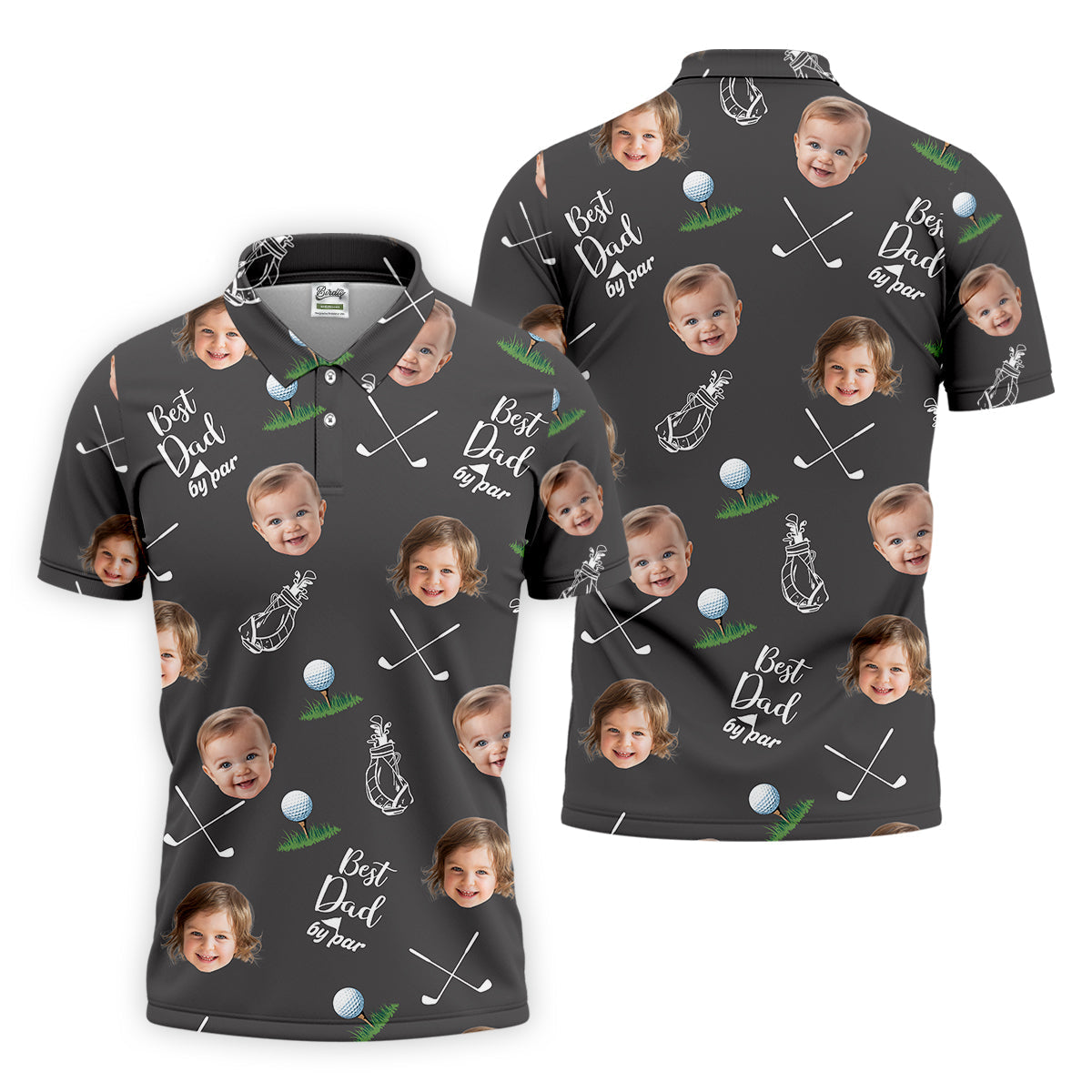 Best Dad By Par Custom Photo Golf Shirt, Fun Golf Shirt, Christmas Golf Gift