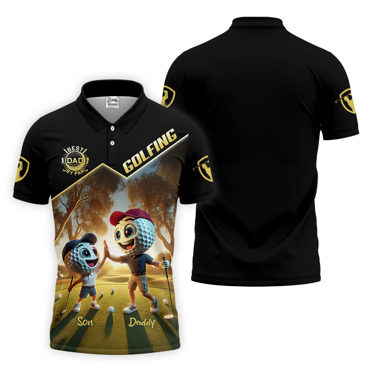 Best Dad By Par Custom Men's Golf Polo Shirtad Golf Gift, Christmas Golf Gift