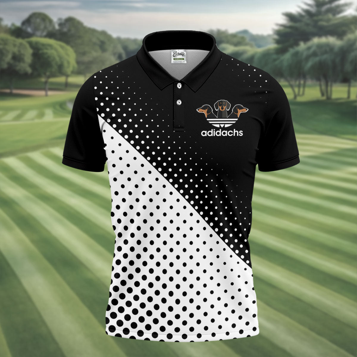 Adidachs Funny Dachshund Black Golf Shirt, Men's Funny Golf Shirts, Polo Shirtor Men