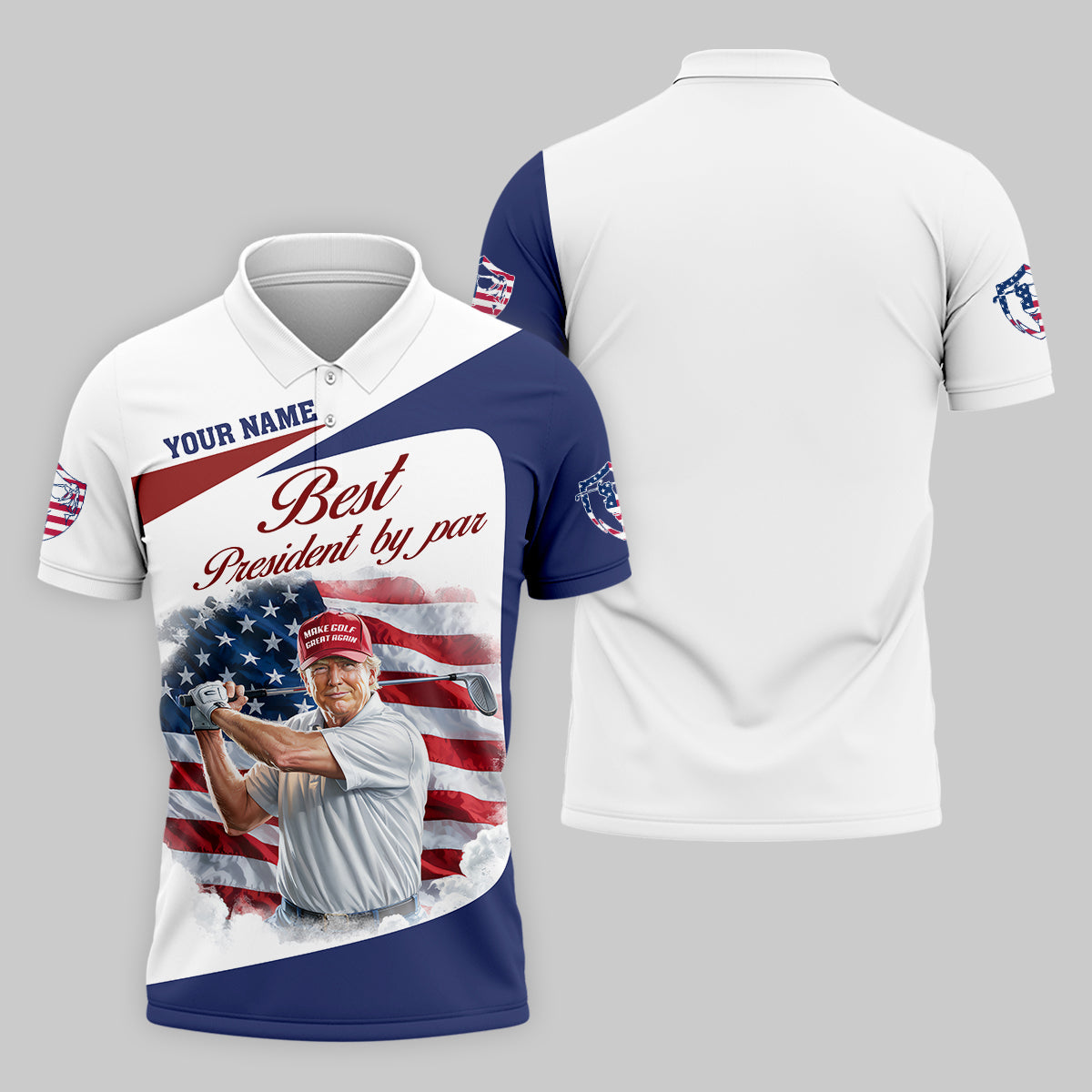 Best President By Par Custom Funny Golf Polo Shirtrump Shirt, Christmas Golf Gift