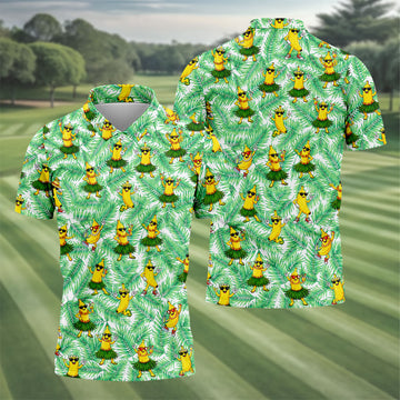 Funny Hula Banana Tropical Hawaiian Golf Shirt, Mens Golf Polo, Printed Golf Shirts