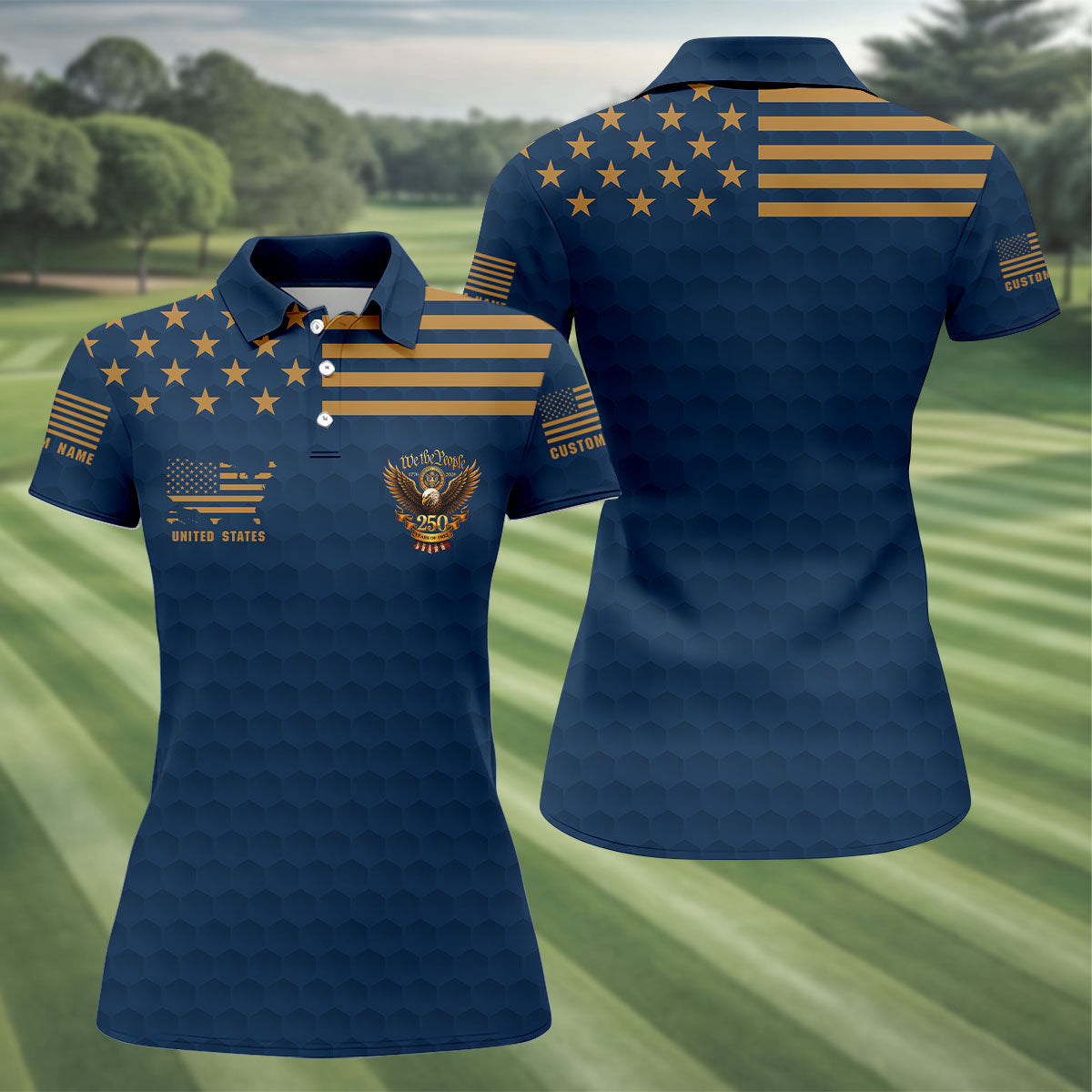 Navy Veteran We The People 250 Years Of Free 4th Of July Golf Shirt, Women's Golf Tops