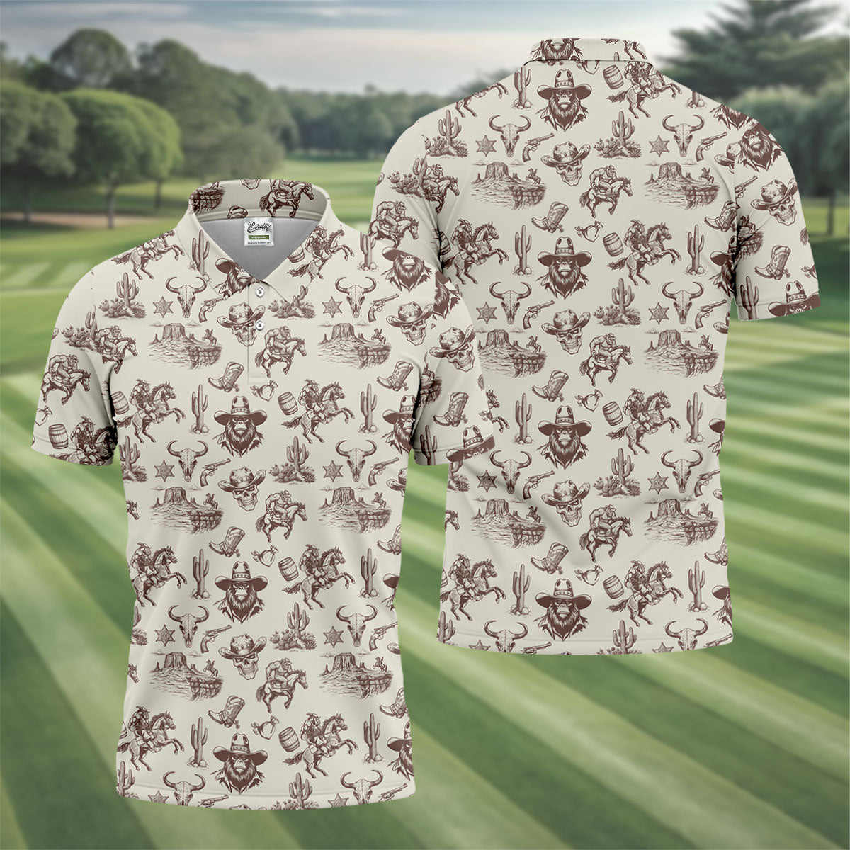 Funny Bigfoot Western Style Hawaiian Golf Shirt, Men's Golf Shirt, Polo Shirts For Men