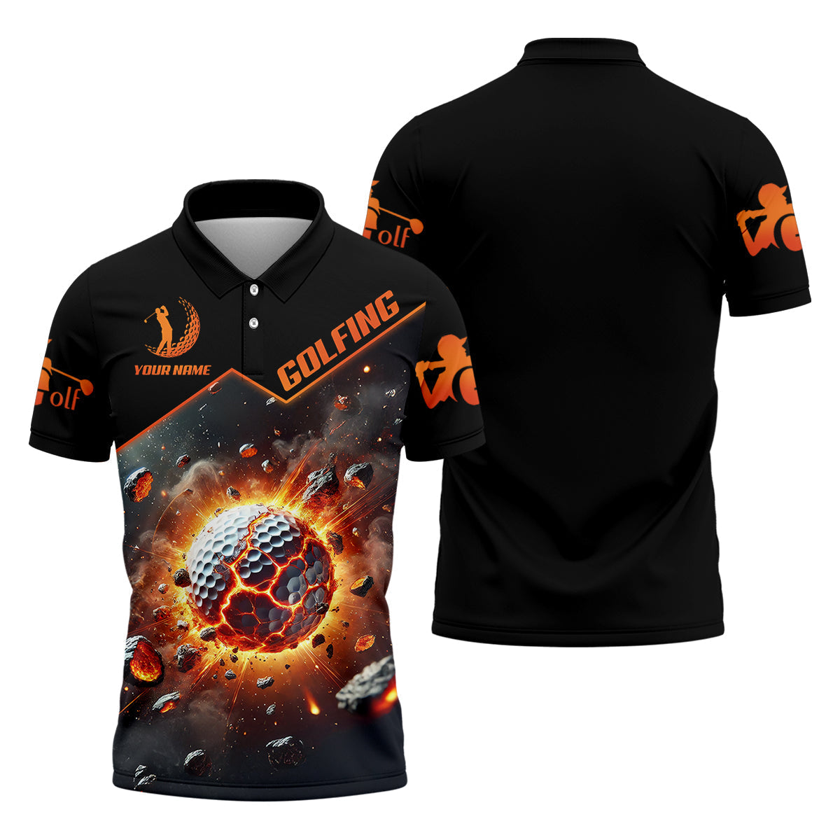 Galactic Golf Men's Golf Polo ShirtGolfing Apparel, Mens Golf Gift, Funny Golf Shirt