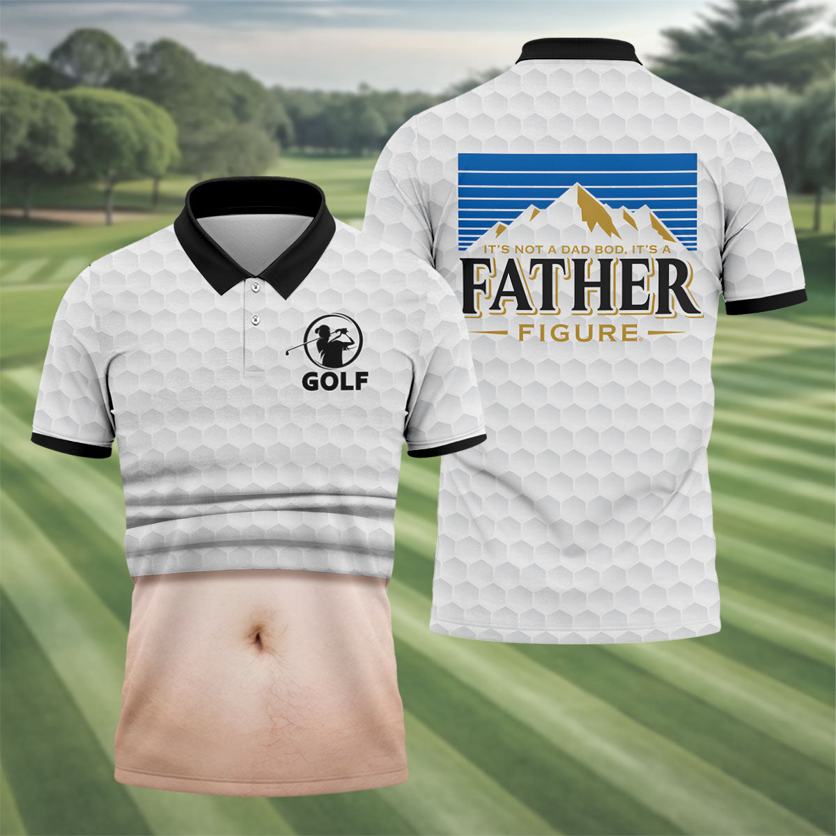 It's Not A Dad Bod It's A Father Figure Men's Funny Golf Shirts, Father's Day Golf Gift