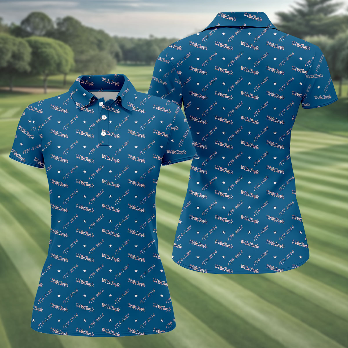 We The People 1776 2026 Patriotic Golf Polo Shirt 250th Anniversary Golf Shirt For Women, Ladies Golf Polos