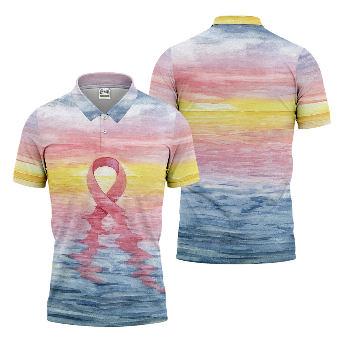 Pink Ribbon Breast Cancer Men's Polo ShirtBreast Cancer Awareness Shirt, Men Golf Shirt, Golf Gift For Him