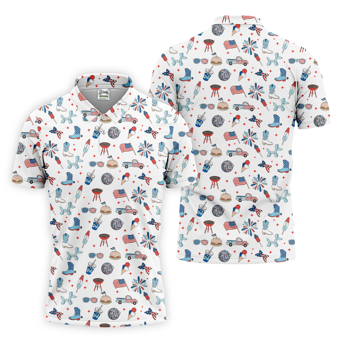 Red White and Blue Men's Golf Polo ShirtMen's 4th Of July Shirts, USA Golf Shirt, Gifts For Golfing Dad