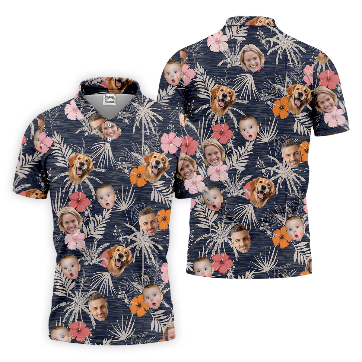 Mens Black Hawaiian ShirtHawaiian ShirtWith Faces, Men Polo Shirtest Gifts For Men Golfers