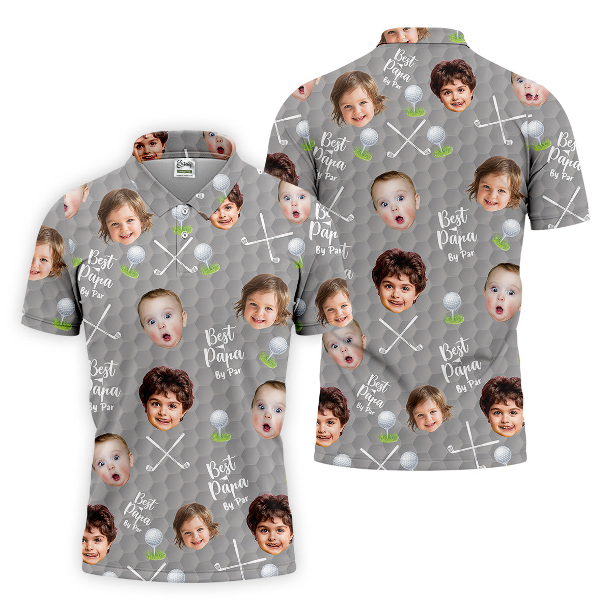 Best Papa By Par Gray Custom Photo Golf Shirt, Funny Golf Shirt, Christmas Golf Gift
