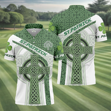 St Patrick's Day Celtic Knotwork Pattern Shamrock Golf Shirt, Polo ShirtFor Men, Golf Shirts For Men