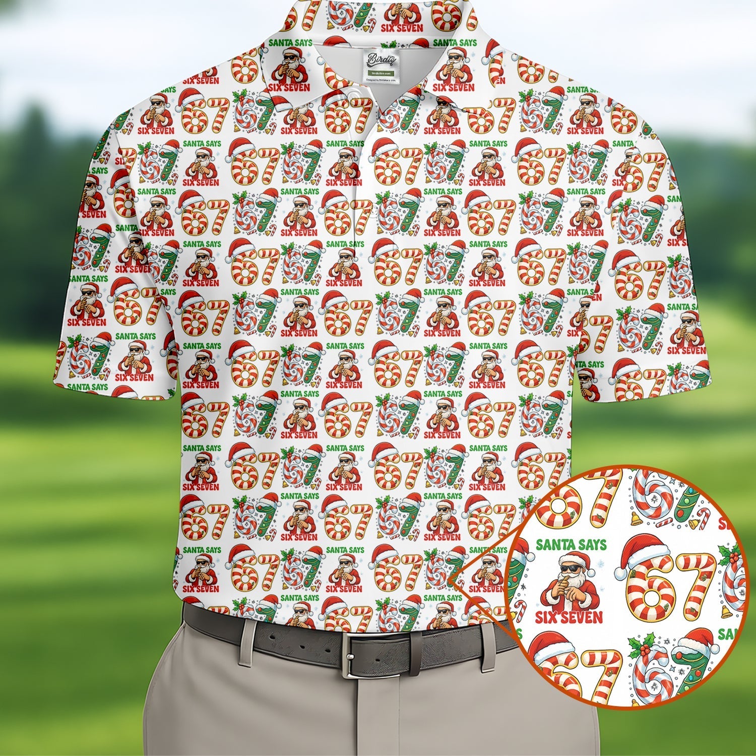 Santa Says Six Seven Funny Christmas Golf Shirt For Men, Christmas Golf Tops, Men Golf Apparel