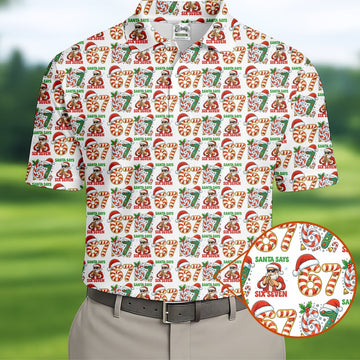 Santa Says Six Seven Funny Christmas Golf Shirt For Men, Christmas Golf Tops, Men Golf Apparel