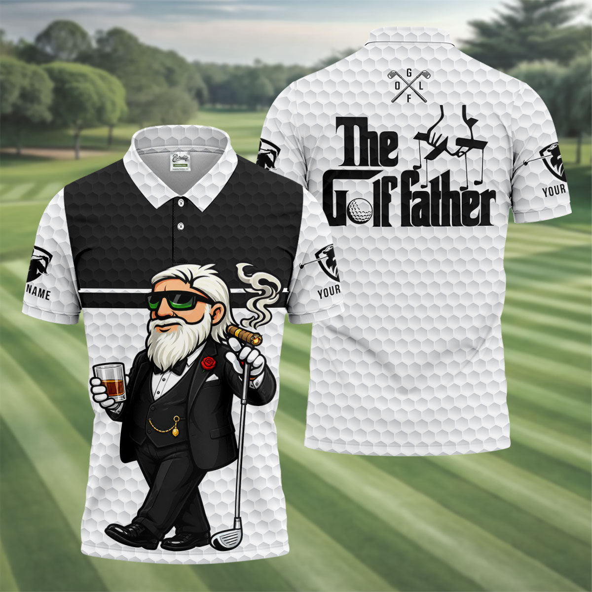 The Golf Father Golf Man Golf Ball Pattern Funny Golf Shirts, Father's Day Golf Shirt, Golf Gift For Dad