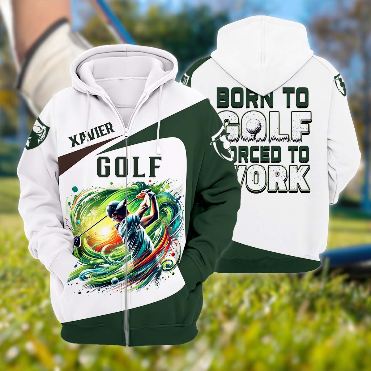 Born To Golf Forced To Work, Personalized Golf Shirt, Unique Gift For Golfer, Funny Golf Polo Shirt