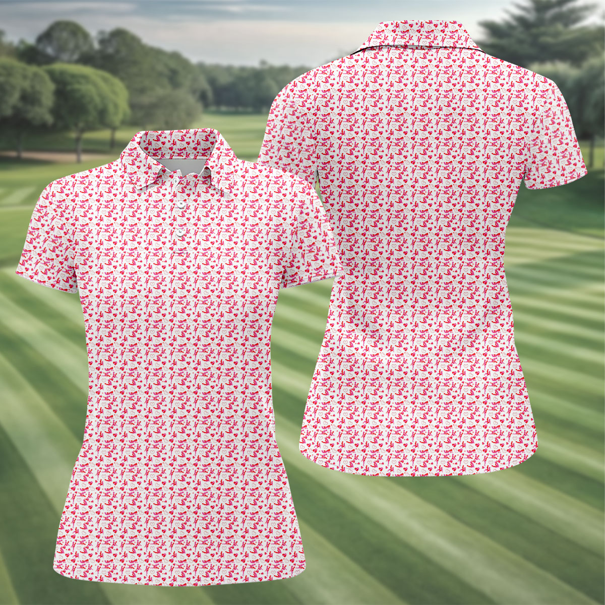 Naughty Couple Hot Positions Fun Women's Golf Shirts, Women's Golf Tops, Ladies Golf Shirts