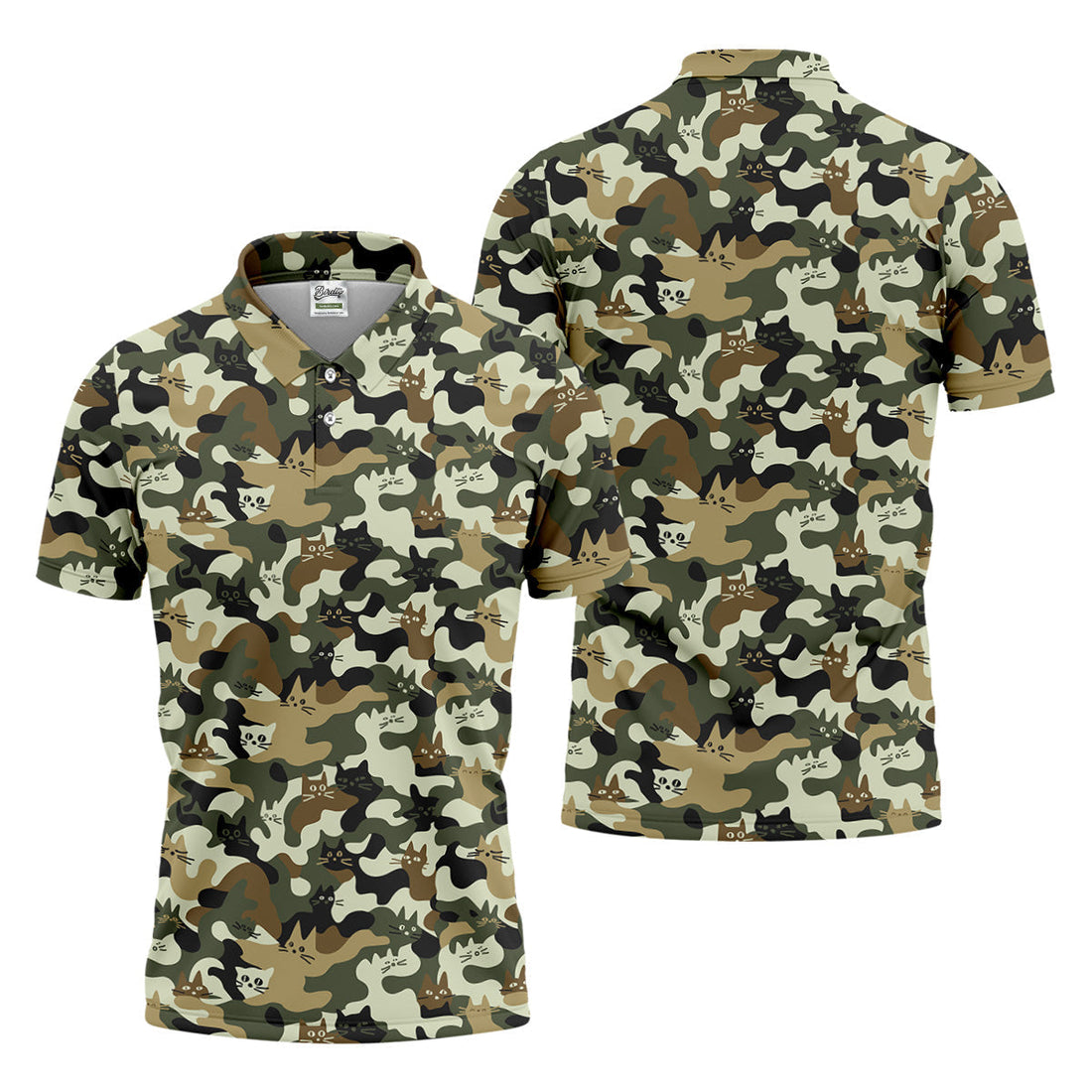 Funny Cat Camo Men's Golf Polo ShirtCat Golf Shirt, Funny Golf Shirt, Mens Golf Gift