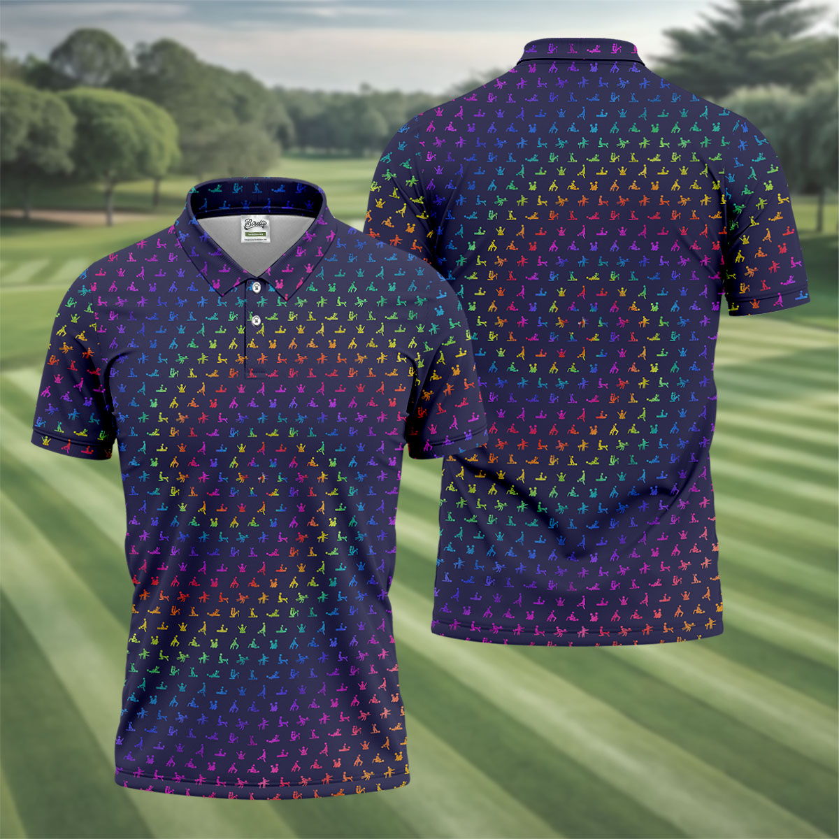 Naughty Position Adult Humor Rainbow Effect Men's Golf Polo Shirt Golf Gift For Men, Golf Shirts For Men