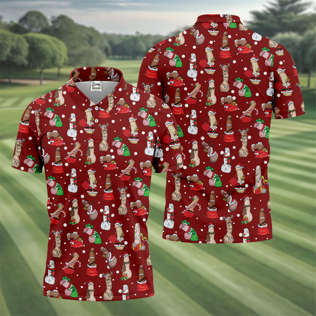 Naughty Santa Hat Christmas Polo Shirt Unique Gift For Golfer, Polo ShirtFor Men, Golf Gift For Men