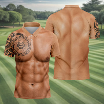 Funny Muscle Body Tattoo Print Golf Shirt, Funny Golf Shirt, Men's Golf Shirt, Polo Shirts For Men