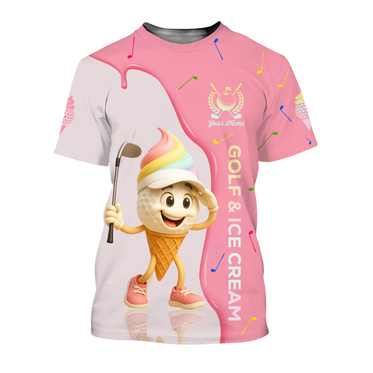 Golf And Ice Cream Funny Womens Golf Polo ShirtWomens Golf Tops, Custom Ladies Golf Shirt