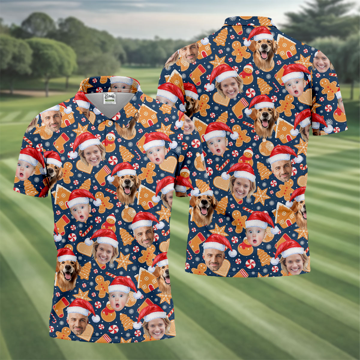 Custom Christmas Sweets Navy Golf Shirt, Christmas Golf Shirt, Polo ShirtFor Men, Golf Gift For Men