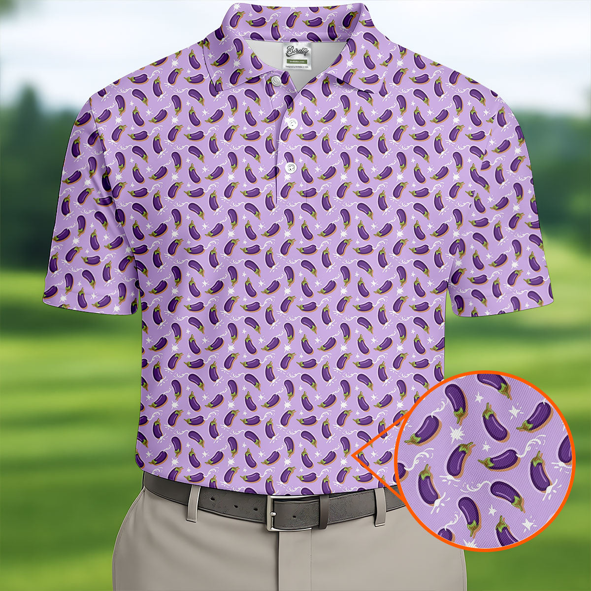Funny Eggplant Purple Golf Shirt, Fun Golf Shirts For Men, Polo ShirtFor Men, Golf Gift For Men