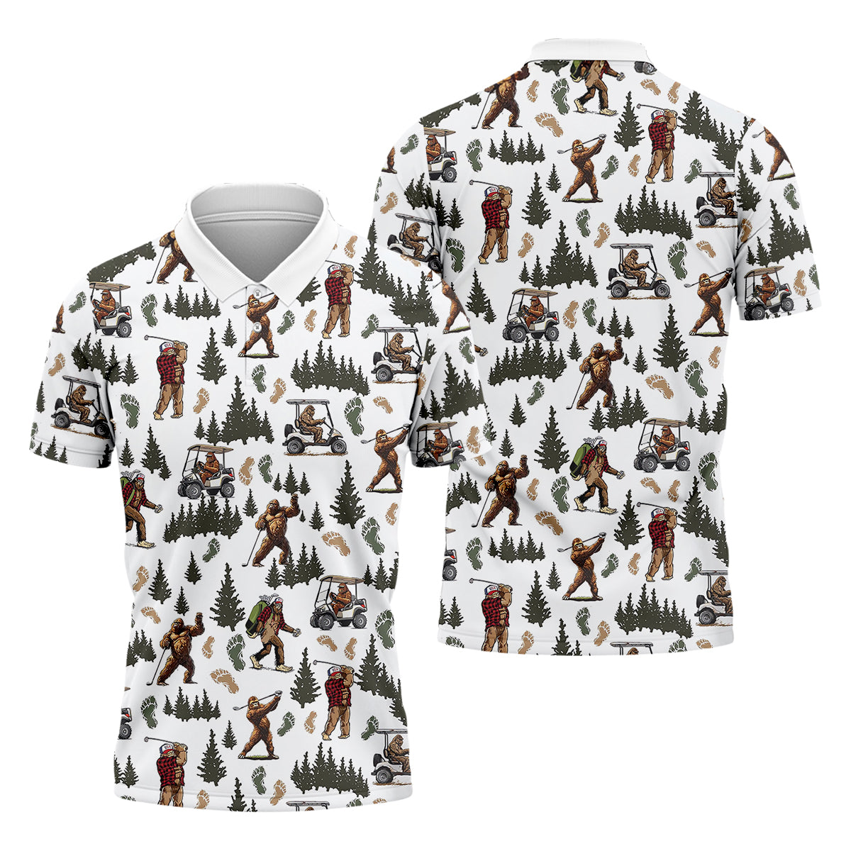 Bigfoot Sasquatch Men's Golf Polo ShirtFunny Golf Shirt, Men Golf Gifts