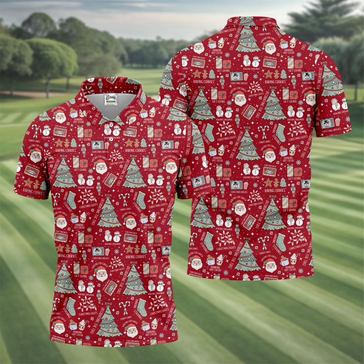 Tis The Season Santa Claus Gift Red Men's Golf Polo Shirttmas Golf Shirt, Polo Shirt Men