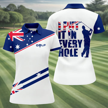 I Put It In Every Hole Australia Flag Print Fun Golf Shirt, Ladies Golf Tops Australia, Golf Shirt For Women
