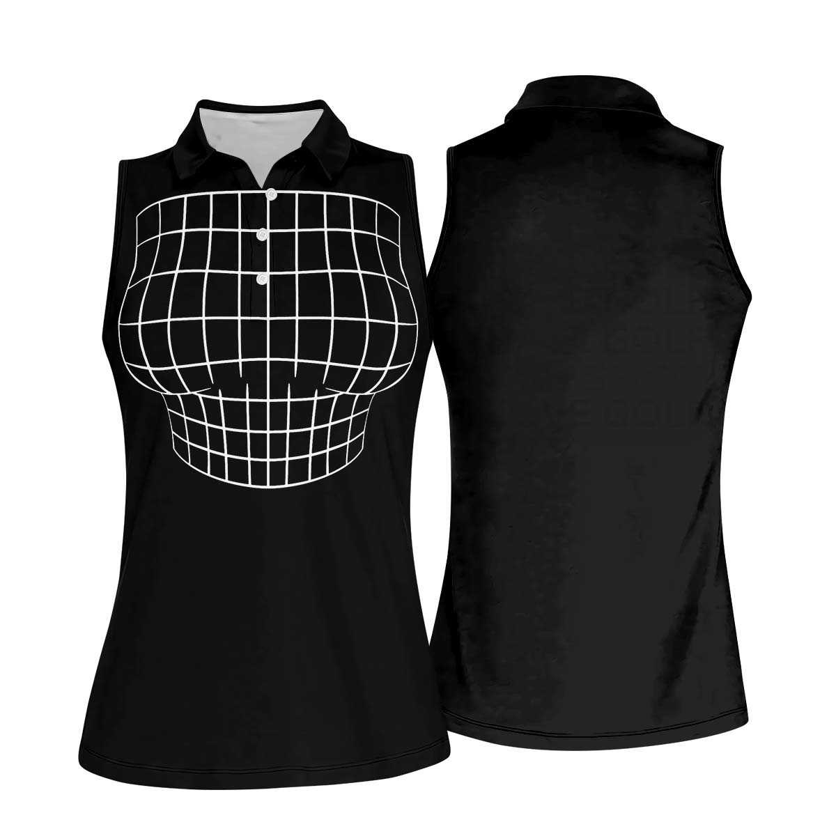 3D Illusion Art Fun Women's Golf Shirts, Women's Golf Tops, Ladies Sleeveless Polo, Golfing Apparel