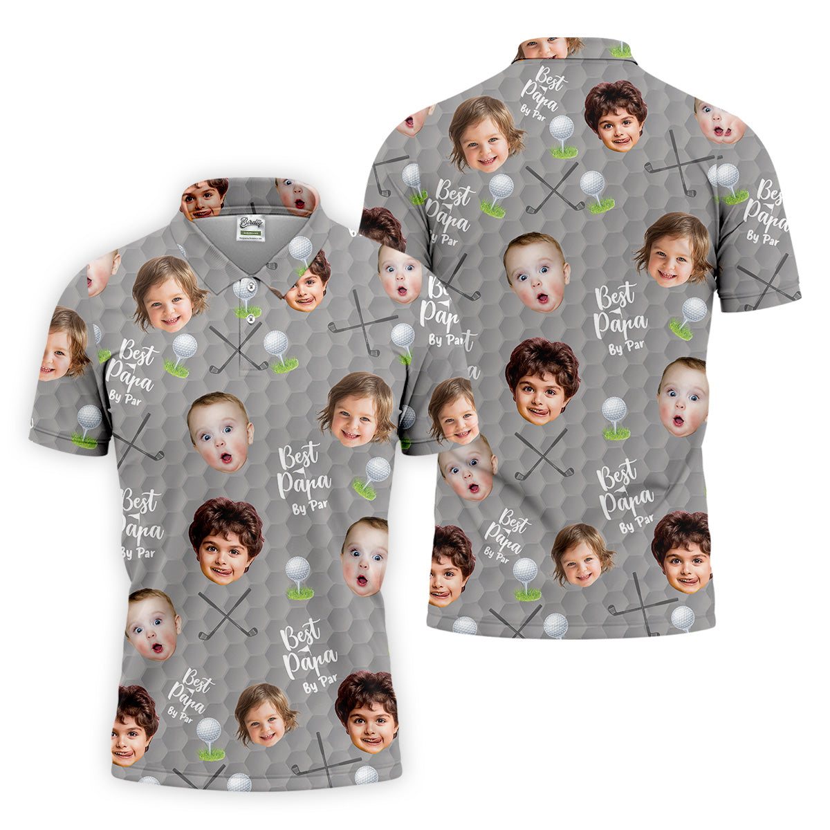 Best Papa By Par Gray Custom Photo Golf Shirt, Funny Golf Shirt, Dad Golf Gifts