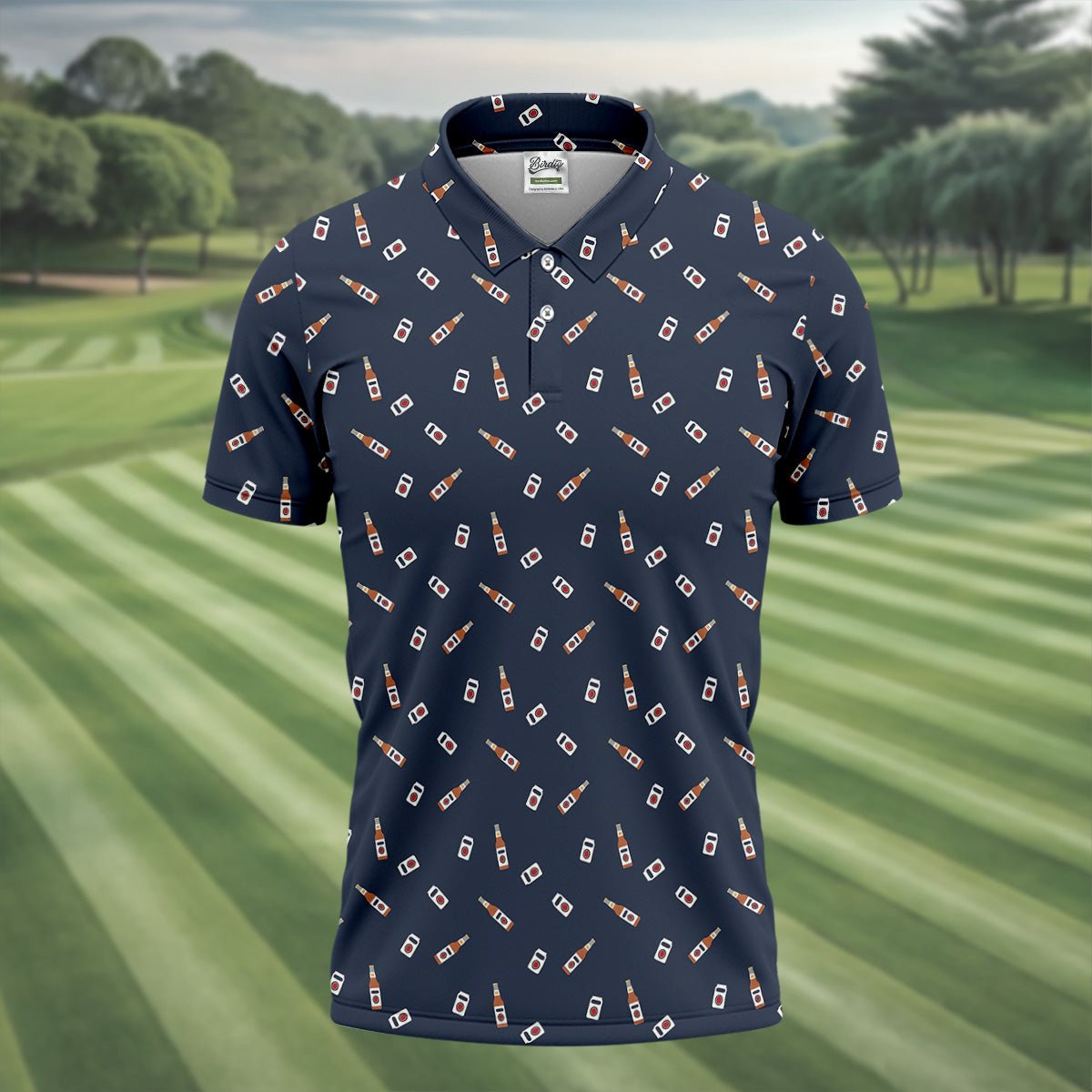 Beer Bottle Vs Can Seamless Pattern Golf Tops For Men, Golf And Beer Golf Shirts For Men