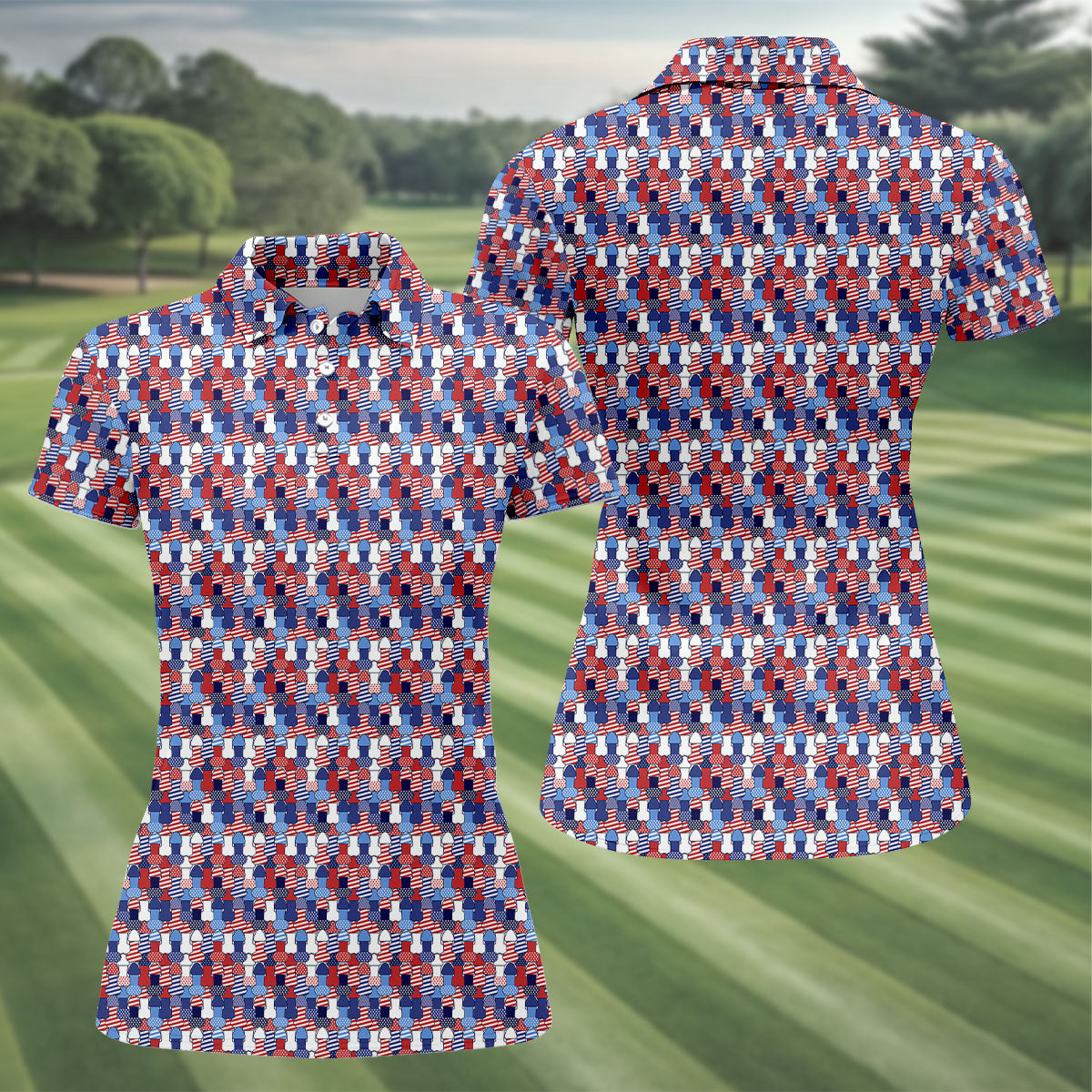 Funny Dirty Red White Blue Patriotic Golf Shirts, Fun Women's Golf Shirts, 250th Anniversary Ladies Golf Shirts
