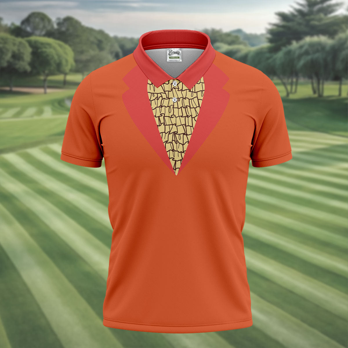 Orange Blue Tuxedo Men's Funny Golf Shirts, Father's Day Golf Shirt, Golf Gift For Dad