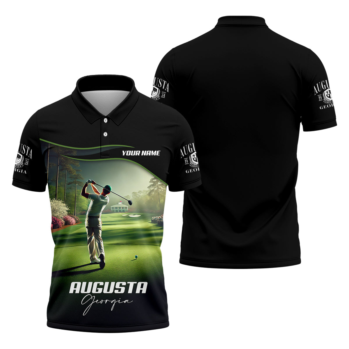 Augusta Georgia Custom Men's Golf Polo ShirtFunny Golf Shirt, Gift For Golfers